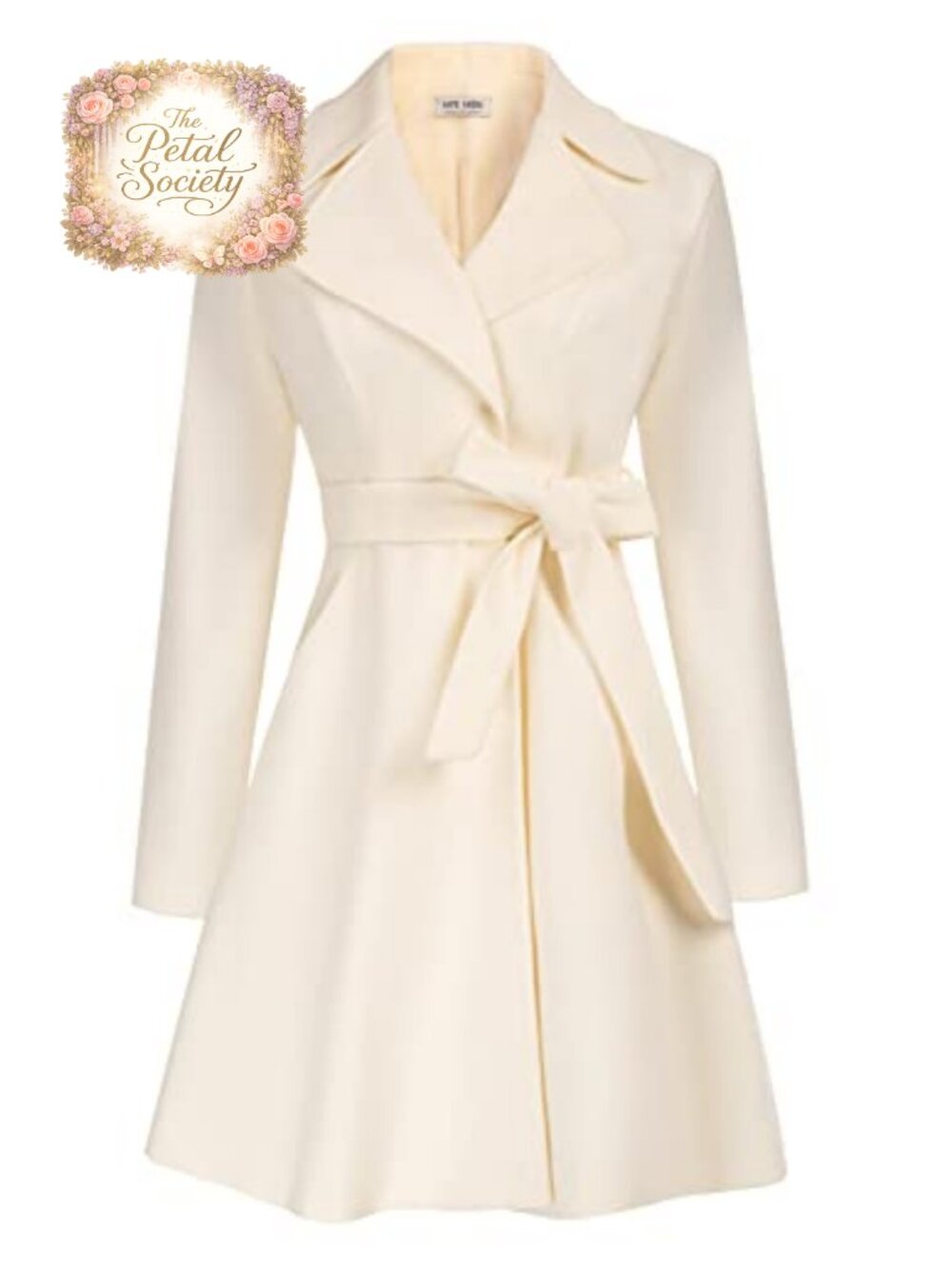 Women's A-Line Wool Peacoat Belted Notch Lapel Fall Winter Coat